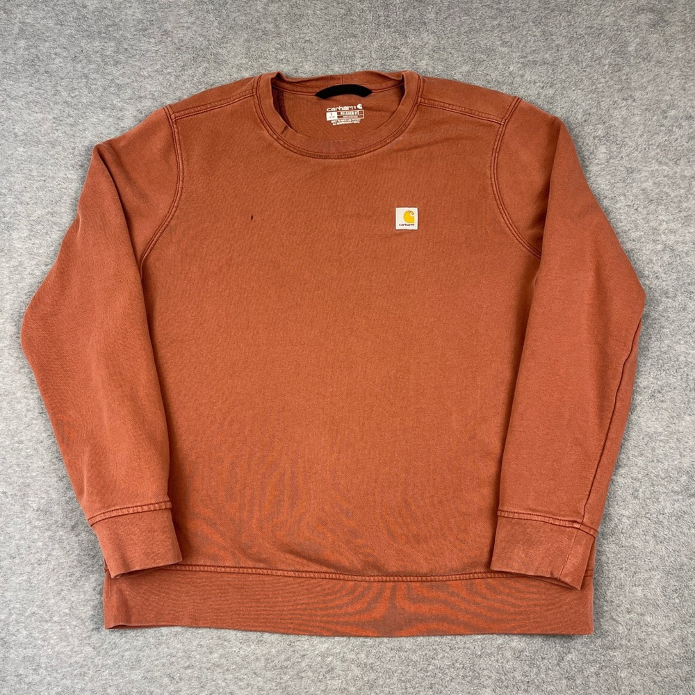 Carhartt Sweatshirt Womens L Orange TS6179-W Relaxed Fit Cotton Tencel Pullover